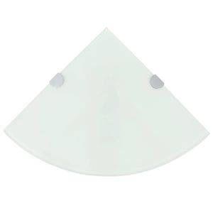 2 pz mensole da bagno ad angolo in vetro bianco con supporti cromati 9.8 "x 9.8" - Product Image 1