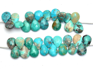 Perles de turquoise AAA facettées en forme de poire, 9x12 mm, turquoise naturelle d'Arizona, pierres semi-précieuses, perles en vrac pour la création de bijoux - Product Image 3