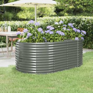 Grand lit de jardin surélevé en acier gris thermolaqué, durable, pour pots et jardinières - Product Image 1