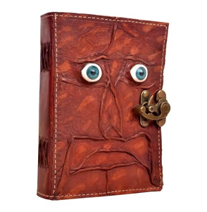 Handmade Genuine Antique Leather Mens Eyes Journal Notebook with Saddle <b>Stitching</b> Binding <b>Gift</b> Option - Product Image 2