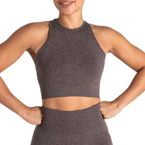 Custom Womens High Neck Seamless Sports Bra Fitness Yoga Workout Crop Tank Top <b>Stretch</b> Gym Activewear OEM Wholesale - Product Image 5