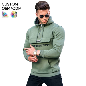 Sweat-shirt à capuche oversize imperméable en coton uni pour homme, coupe décontractée, hiver, OEM ODM, logo personnalisé - Product Image 6
