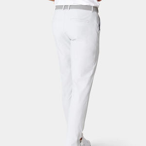 Pantalon de jogging confortable à taille élastique, blanc, coupe ajustée, décontracté, en toile, style devant plat, jambe large, idéal pour le printemps - Product Image 1