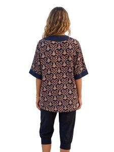 Blusa Kimono de Verano para Mujer, Estilo Bohemio, Estampado Paisley, Cuello en V, Manga Corta, Corte Holgado, Transpirable, de Rayón, Personalizable - Product Image 4