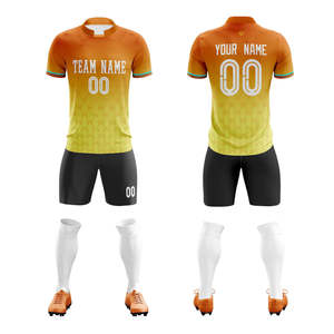 Custom Purple Yellow Soccer Jersey Set V-Neck Short Sleeve Sublimated Breathable Unisex Adult Team Apparel - Product Image 1