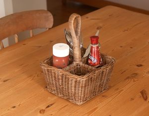 Eco Friendly Handwoven Rattan <b>Caddy</b> Storage Organizer For Modern <b>Kitchen</b> Dining And Buffet Table Accessories - Product Image 2