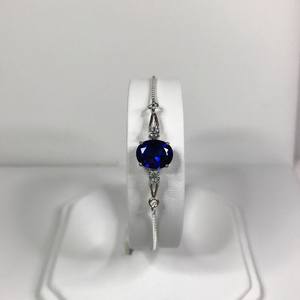 Oval Cut Sapphire Sterling <b>Silver</b> Vintage Bolo Style <b>Adjustable</b> <b>Bracelet</b> September Birthstone Jewelry Gift for Women Elegant - Product Image 1