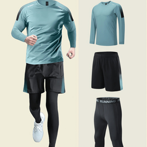 Ensemble de sport trois pièces pour homme OEM, vêtements de sport à séchage rapide, tenue de course et d'entraînement, fabricant de vêtements de fitness en gros, haute qualité - Product Image 1
