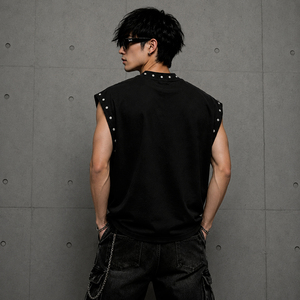 เสื้อกล้ามทรงบ็อกซี่พิมพ์ลายกราฟิกแบบ DTG สไตล์วินเทจ ผ้าคอตตอนหนา 100% ตกแต่งด้วยคริสตัล  สำหรับทุกเพศ - Product Image 5