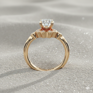 แหวนหมั้นทรงมาร์คีส์ชุบทองคำสีกุหลาบสไตล์วินเทจ พร้อมใบรับรอง - Product Image 2