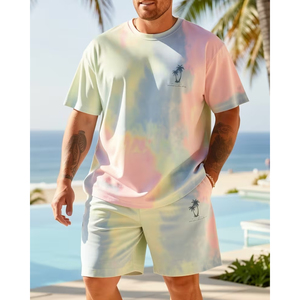 Conjunto Casual de Verano para Hombre, Fabricante, 2 Piezas, Pantalones Cortos Cargo de Algodón, OEM, ODM, Suministro al por Mayor, Tie Dye - Product Image 2
