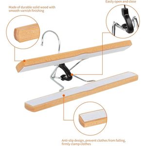 Confezione da 20 Appendiabiti in Legno Naturale per Pantaloni e Gonne, Organizzatore per Armadio - Product Image 4