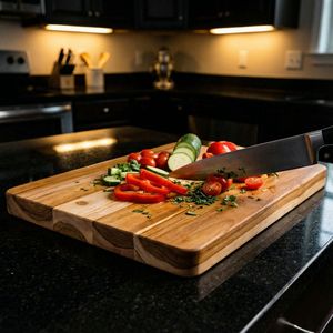 Planche à découper en bois massif faite à la main, non toxique et facile à nettoyer, compatible lave-vaisselle - Product Image 2
