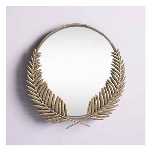 Venta caliente corona oro redondo Metal pared espejo marco hecho a mano Metal espejo moderno espejo de pared de la India en precio al por mayor - Product Image 3