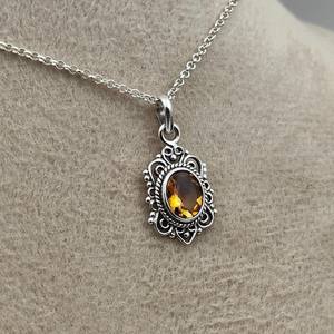 Pendentif Citrine en Argent Sterling 925, Pierre Précieuse Jaune, Pierre de Naissance de Novembre, Bijou Artisanal de Guérison, Cadeau - Product Image 2