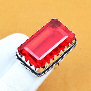 Anillo de Granate Hessonita Octogonal en Plata de Ley 925, Joyería Bohemia Hecha a Mano, Anillo para Mujer, Venta al Por Mayor - Product Image 2