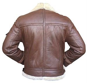 <b>Men's</b> Genuine Leather Eco-Friendly Bomber <b>Jacket</b> with <b>Sherpa</b> Lining Streetwear Winter Warm Zipper Closure Moto Biker Style - Product Image 6