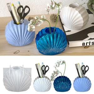 Shell Flowerpot And Flower Vase Aromatherapy Shell Pen Holder Storage Box Gypsum <b>Resin</b> <b>Silicone</b> <b>Mold</b> - Product Image 1