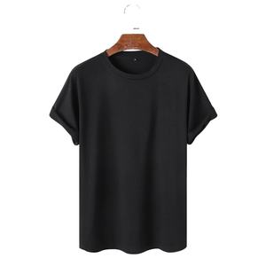 T-shirt à manches courtes pour homme, coupe classique, noir, col rond, jersey uni, style décontracté, séchage rapide, anti-UV, respirant - Product Image 1