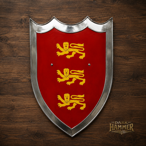 Escudo de hierro artesanal Dark Hammer Art, estilo medieval europeo, diseño clásico de león heráldico, para exhibición blindada. - Product Image 3