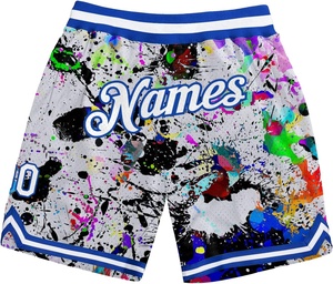 Short de basket-ball personnalisé pour hommes garçons numéro de nom cousu en tricot short de sport de basket-ball côtelé avec poches - Product Image 1