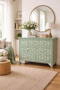 Handmade Elegant Luxury Stainless Steel Bone Inlay Modern <b>Chest</b> <b>Drawer</b> Table Stylish Storage Solution for Home <b>Office</b> Living - Product Image 6
