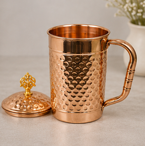 Carafe en cuivre martelé artisanale, pichet à eau au motif nid d'abeille gaufré, récipient décoratif en cuivre fait main Tamra Jal - Product Image 5