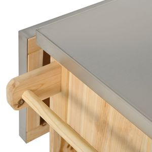 Isla de Cocina de Madera de Abeto para Exteriores con Encimera de Acero Inoxidable, Amplio Espacio de Almacenamiento, Toallero y Estantes para Especias y Botellas - Product Image 3