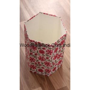 Poubelle hexagonale DIY en carton recyclé et tissu de coton à motif floral artisanal pour jardin, bureau ou maison - Product Image 5