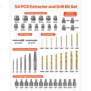Set di 54 Estrattori per Dadi e Bulloni con Custodia Solida, Pratico Rimuovi-Viti - Product Image 2