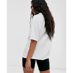 Camiseta Blanca Oversize de Algodón para Mujer, Cuello Redondo, Corte Holgado, Manga Corta, Color Sólido, Estilo Jersey, Prenda Básica para Todas las Temporadas - Product Image 1