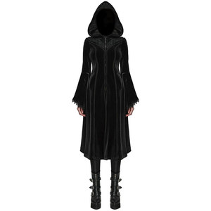 Precioso Abrigo Largo Gótico con Capucha y Apliques de Encaje para Mujer, Terciopelo Negro, Venta al por Mayor de Fábrica 2026 - Product Image 4