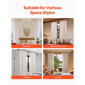 Cortinas de Lino Natural de 52 x 84 Pulgadas, Juego de 2 Paneles, Semitransparentes, con Filtro de Luz, Textura de Lino, con Bolsillo para Barra y Lengüetas Traseras - Product Image 6