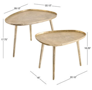 Modern Durable Nesting Coffee <b>Tables</b> Brass Gold Polished Metal Handcrafted Easy Assembly Triangle End <b>Side</b> <b>Table</b> <b>Set</b> Living Room - Product Image 3