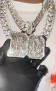 Colgante de Plata de Ley 925 con Diamante Moissanite VVS, Letra Inicial, Nombre o Logotipo, Joyería Hip Hop para Hombre, Personalizado con Letras - Product Image 2