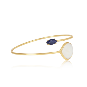 New Fashionable Lapis And Mother Of Pearl <b>Set</b> Gold Plated 925 Sterling Silver Facing <b>Bangle</b> for Women - Product Image 2