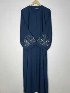 Vestido Musulmán Tradicional Bordado de Manga Larga, Túnica Islámica Modesta Hasta el Suelo para Mujer, Uso Diario, Estilo de Medio Oriente - Product Image 6