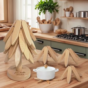 Sous-plats et dessous-de-bord en bois faits à la main en forme d'arbre, design nordique, forme personnalisée, accessoire de table décoratif - Product Image 6
