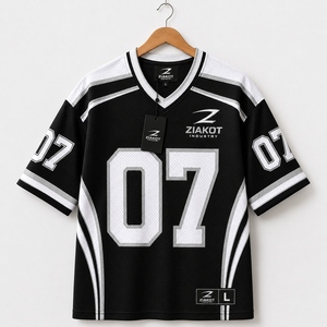 ขายส่งโดยตรงจาก ZIAKOT INDUSTRY เสื้อฟุตบอลตาข่ายสีดำขาว-เงินของแท้แบบสั่งทำ - Product Image 1