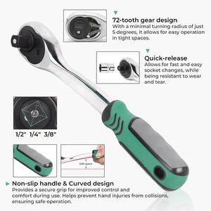 Set di Attrezzi per Riparazione Auto da 121 Pezzi, Kit di Utensili Meccanici con Set di Bussole Metriche da 1/2\", 1/4\", 3/8\", Chiave a Cricchetto e Bussole - Product Image 6