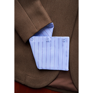 Blazer Elegante para Mujer, Color Marrón Otoñal, Sin Cuello, Corte Entallado, Manga Larga, Un Solo Botón, Puños en Contraste Desmontables, Oficina LYDIA - Product Image 6
