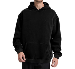 เสื้อฮู้ดดี้โอเวอร์ไซส์ ยูนิเซ็กส์ มีกระเป๋า ผ้าฝ้าย 100% ผ้าฟลีซหนานุ่ม สวมหัว สตรีทแวร์ ลำลอง สีพื้น - Product Image 4
