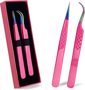 Pince à épiler professionnelle pour extensions de cils, à pointe en fibre, volume 45, 90 degrés, en métal de haute qualité, en gros - Product Image 1