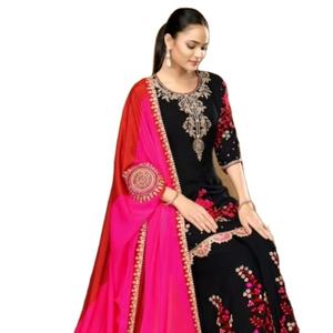 Salwar Kameez fait à la main de qualité supérieure avec broderie lourde Dupatta Chinon Thread Pent Mirror Work Broderie pour vêtements de fête pour adultes - Product Image 1