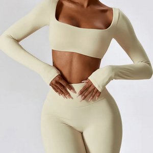Camiseta Deportiva de Secado Rápido para Mujer, Estilo Crop Top, para Yoga y Running, Varios Colores Sólidos, Manga Larga, Venta al Por Mayor OEM - Product Image 4
