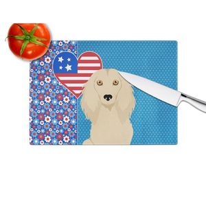 Planche à découper en verre américain USA Planche de service de cuisine trempée décorative de grande taille Ustensile teckel crème à poils longs pour - Product Image 4