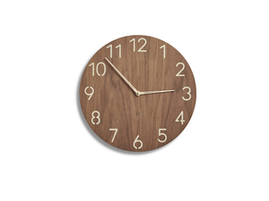 Reloj de Pared Redondo Moderno de Madera, Cuarzo Analógico, Minimalista, Esfera de Madera Marrón, Números Luminosos - Product Image 1