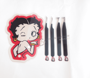 Pince à cils professionnelle Betty Boop en acier inoxydable avec support magnétique pour tuiles à cils – Vente chaude - Product Image 4