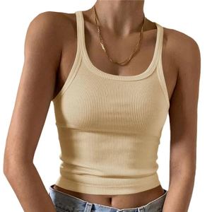 Nouveau Débardeur de Course Sans Couture Tricoté pour Femme, Coupe Slim, Couleur Unie, Respirant, Personnalisable, Vente en Gros, Été 2026 - Product Image 1