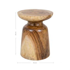 Tabouret d'appoint en bois de Suar massif Niwara Bisoepo, design rustique naturel, qualité supérieure, artisanal, durable, polyvalent - Product Image 1